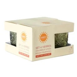 Outlet SIMPLY SUMMER Set 4 verres colores stries desi