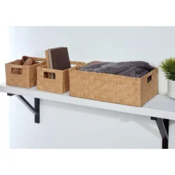 ORGANIZED BATHROOM Set de 3 paniers tresses naturel