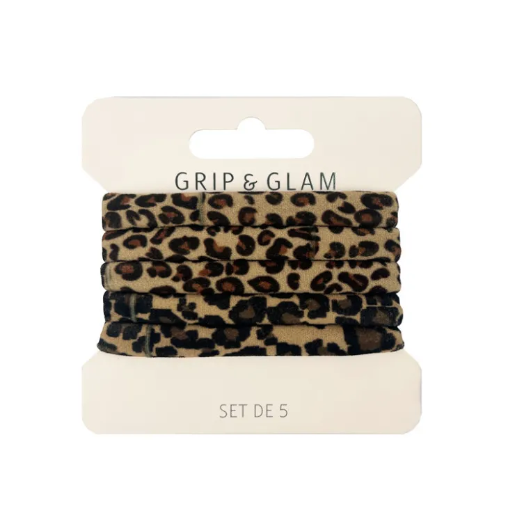 Outlet GRIP & GLAM Set elastiques cheveux leopard