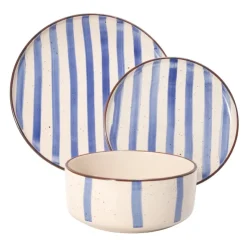 Clearance LET'S EAT Set vaisselle 12 pieces rayures