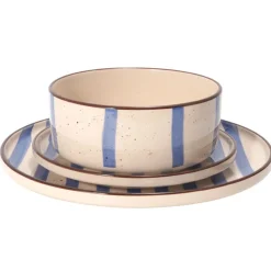 Clearance LET'S EAT Set vaisselle 12 pieces rayures