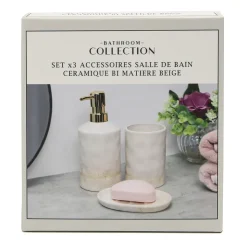 BATHROOM COLLECTION Set x3 accessoires sdb naturel