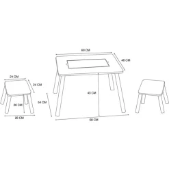 Outlet SIMPLY KIDS Table & 2 tabourets plateau