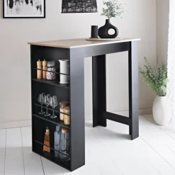 Online KITCHEN COLLECTION Table ilot noir et effet bois