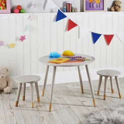 Best SIMPLY KIDS Table ronde + 2 tabourets creme