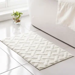 Best BATHROOM COLLECTION Tapis de bain croisillons ecru