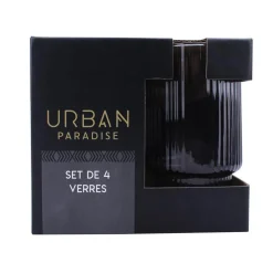 Best KITCHEN COLLECTION Verre strie gris fume 46cl x4