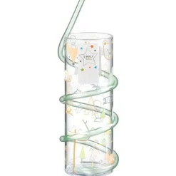 Hot SIMPLY KIDS Verre+paille animaux verte