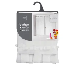 HOME COLLECTION Vitrage poupette 2x60x160 blanc